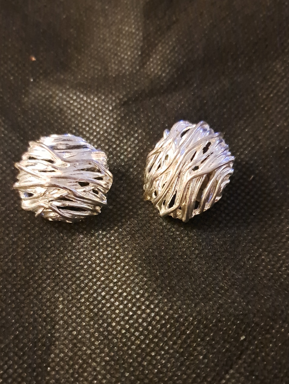 Woven Silver-Textured Ball Stud Earrings - Women Jewelry